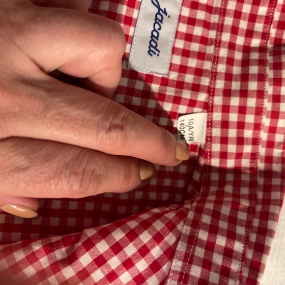 Authentic Jacadi boys Button down shirt plaid red cute abs rare size 10 - Picture 4 of 7